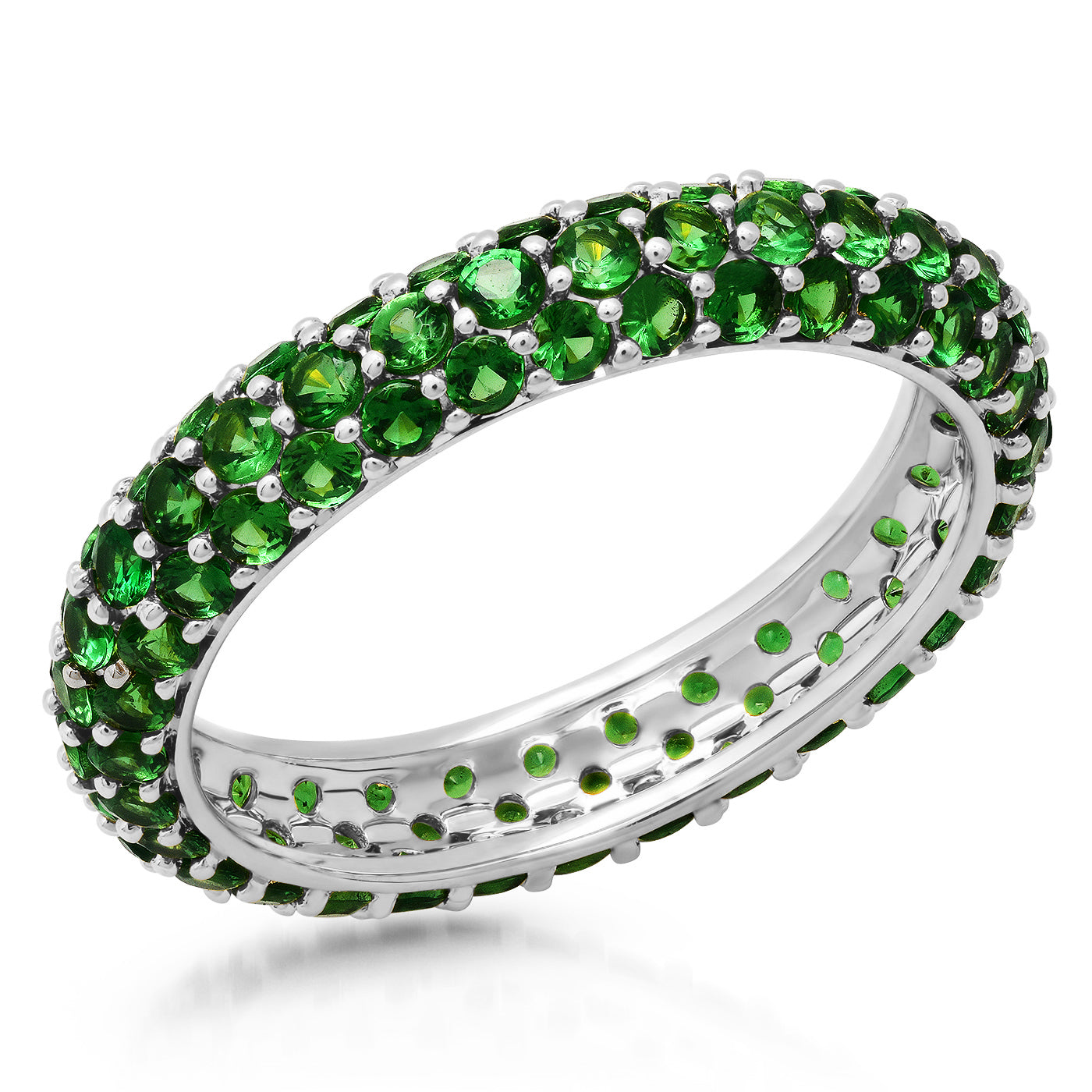 14K White Gold Tsavorite Domed Ring
